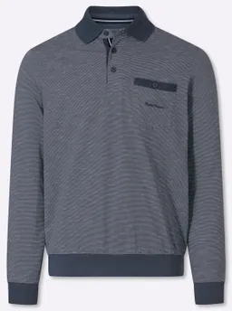 marco donati Langarm-Poloshirt rauchblau-gestreift – Produktbild 1 von 1