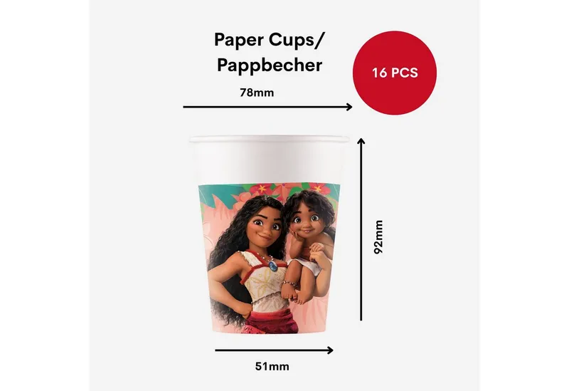 Procos Einweggeschirr-Set Vaiana 2 Partygeschirr Set 52-tlg Kindergeburtstag Moana Teller Becher, 16 Personen, Bunt, – Produktbild 3 von 5