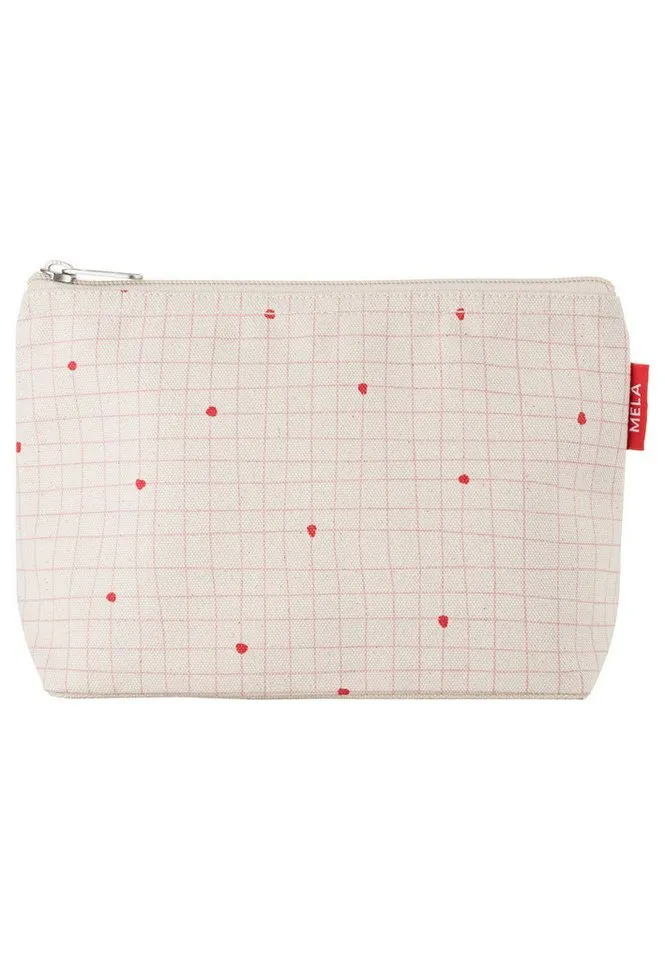 MELA MELA Kosmetiktasche Große Kosmetiktasche, Großes Hauptfach mit Reißverschluss, Greige / candy grid print, – Produktbild 2 von 3
