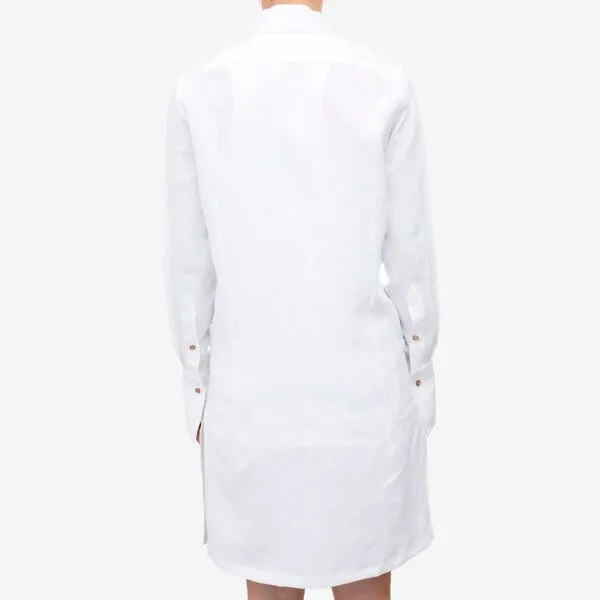 Lou-i Lou-i Leinenkleid mit edlen Olivenholzknöpfen - Sommerkleid versch. Farben, Weiß, – Produktbild 3 von 3