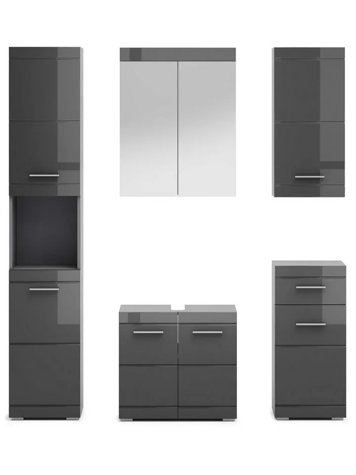 OTTO home Badmöbel-Set Föhr, (Set, 5-St), mit eleganten Hochglanzfronten, FSC® zertifiziert, Grau, – Produktbild 5 von 5
