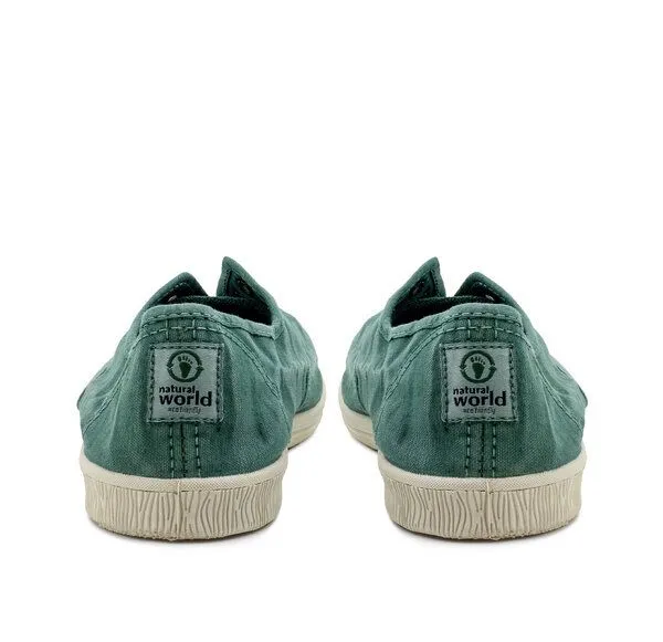 Natural World Natural World Vegan Damen Sneaker washed - Old Arum, Grün (albahaca), – Produktbild 1 von 4