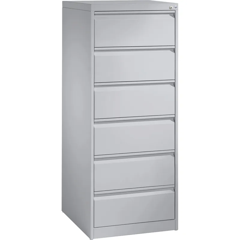 C+P C+P Karteikartenschrank zweibahnig, 6 Schubladen DIN A5 quer lichtgrau – Produktbild 1 von 3