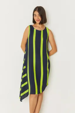 SKFK SKFK Damen vegan Kleid Junkal Marineblau/Grün – Produktbild 1 von 1
