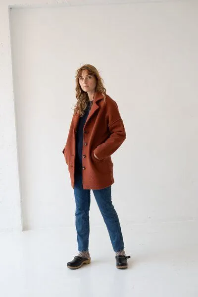 TIRALAHILACHA TIRALAHILACHA Tad Chunky Wool Coat, Rot, – Produktbild 2 von 4