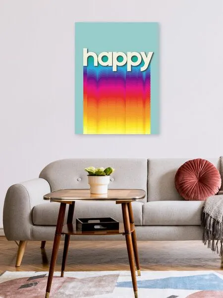 Photocircle Photocircle Poster / Leinwandbild - HAPPY - retro rainbow typography – Produktbild 2 von 4