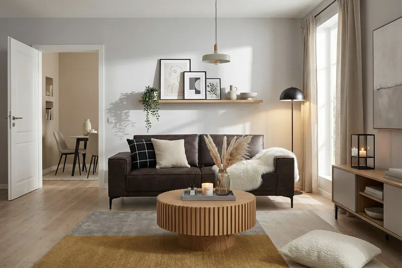 OTTO home 3-Sitzer OLAND Luxus-Microfaser, Sofa, B: 224 cm, Skandi-Design, Braun, – Produktbild 5 von 5