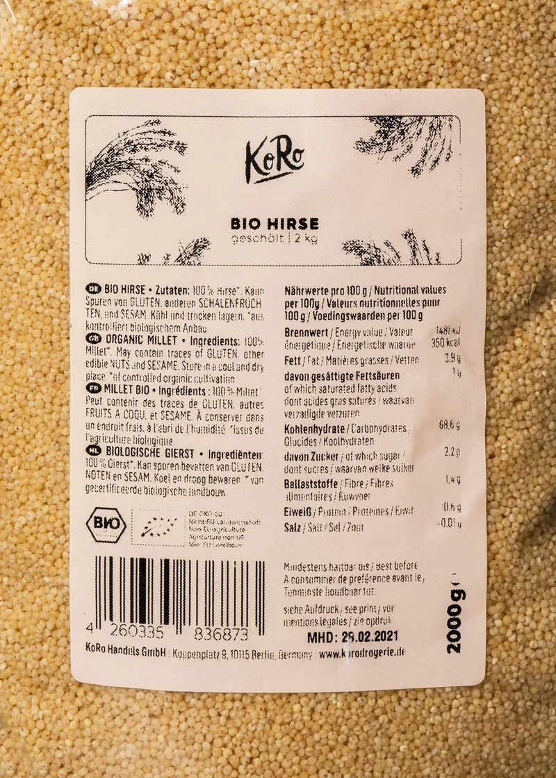 KoRo Bio Hirse 2 kg – Produktbild 3 von 5