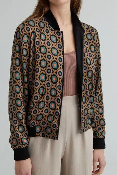 Yahmo Yahmo Cupro/Tencel Ruth Wendejacke, Kaleidoscope/black (braun), – Produktbild 3 von 4