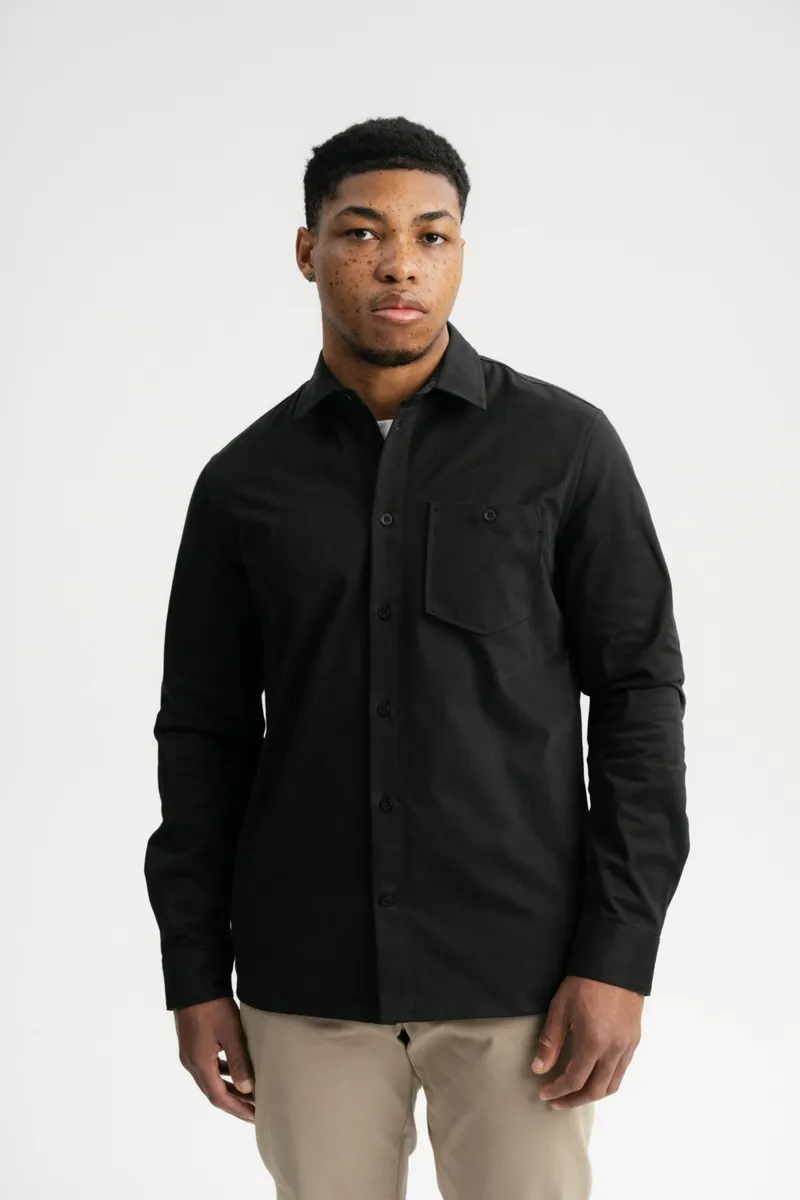 MELA MELA Herren vegan Twill Hemd Ashutosh Schwarz, Schwarz, – Produktbild 2 von 2