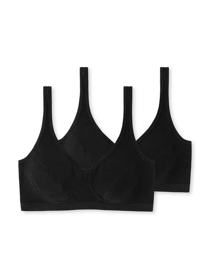 Schiesser Schiesser Bustier 95/5 Organic Cotton Padded (2-tlg) bh bra-lette bustier, Schwarz, – Produktbild 1 von 4