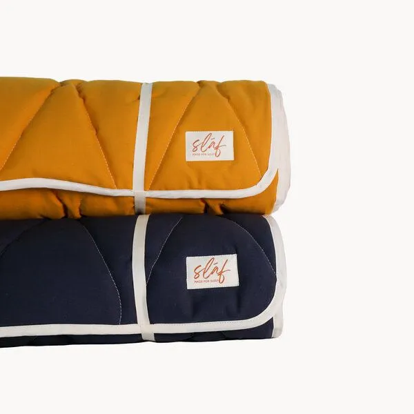 Slāf Slāf Baumwolle Yogamatte 75x200 mit Bändchen GOTS, Ocker, – Produktbild 2 von 4