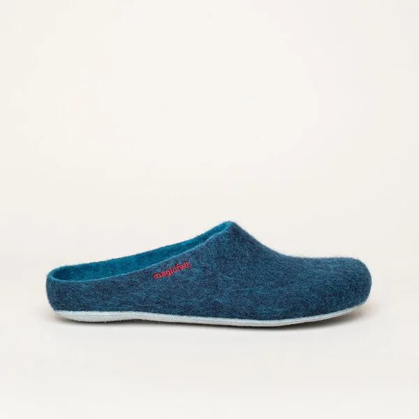 Magicfelt Magicfelt Filz-Hausschuh AP 701 aus 100% Merino-Wolle Pantoffeln für Damen & Herren mit Ledersohle, Dark blue washed, – Produktbild 2 von 4