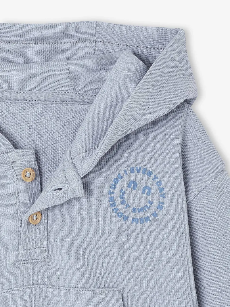 Vertbaudet Jungen Baby Langarm-Kapuzenshirt eis, Eisblau, – Produktbild 4 von 4
