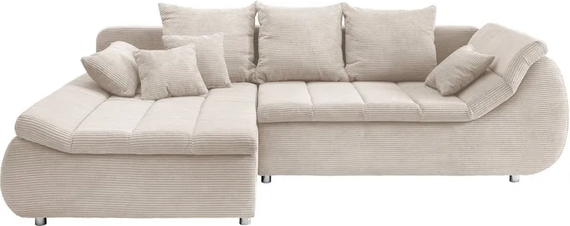 Home affaire Ecksofa Imola, bequem, aktuelle Steppung im Sitz, L-Form, Breite 270cm, wahlweise mit Bettfunktion, Beige|braun, – Produktbild 6 von 8