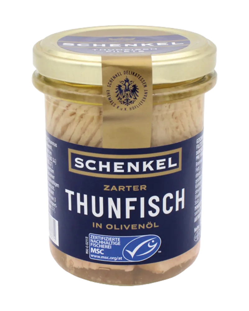 Schenkel Schenkel MSC Thunfisch in Olivenöl, 140g(Abtropfgewicht ) – Produktbild 1 von 1