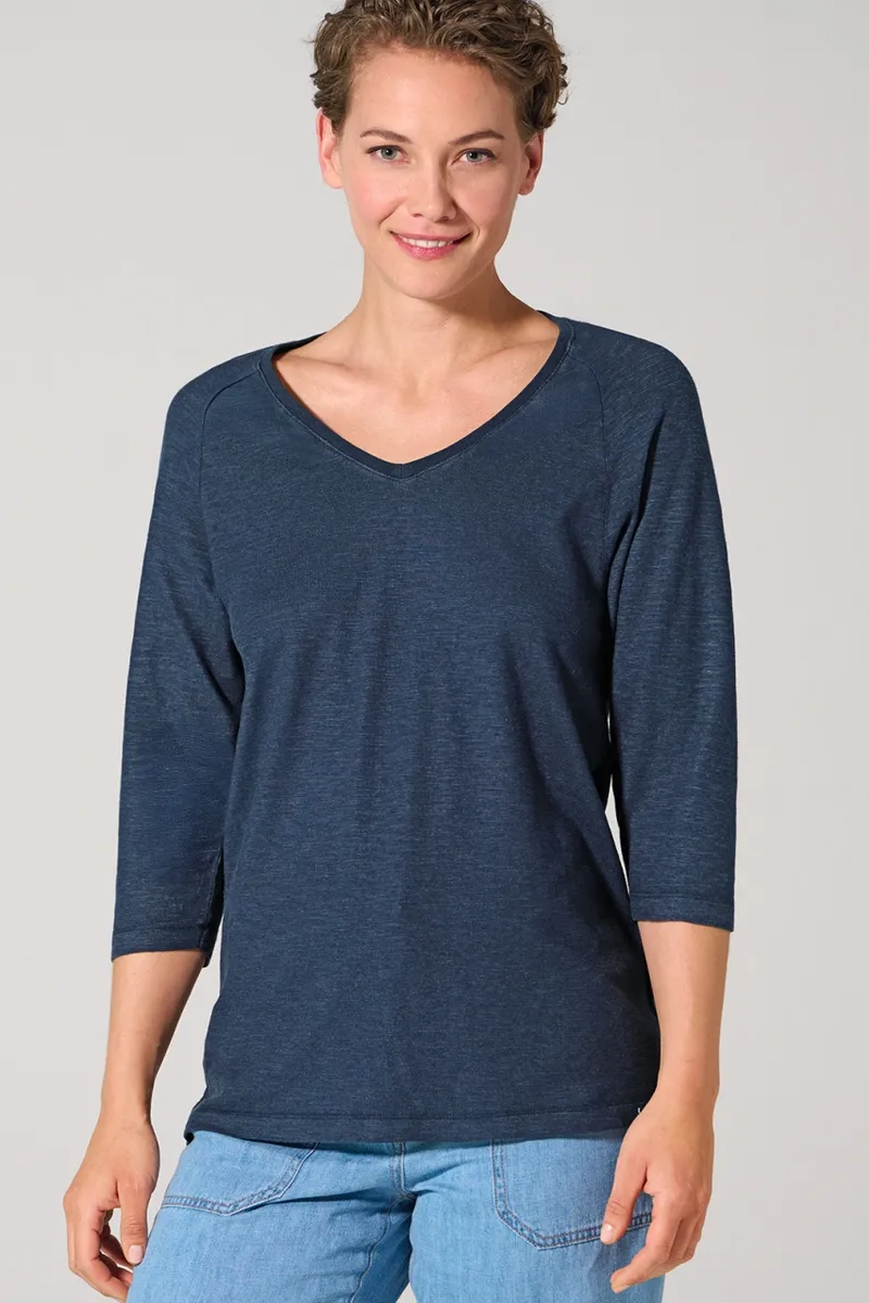 HempAge Hempage Damen vegan Raglan Shirt Marineblau, Blau, – Produktbild 2 von 2