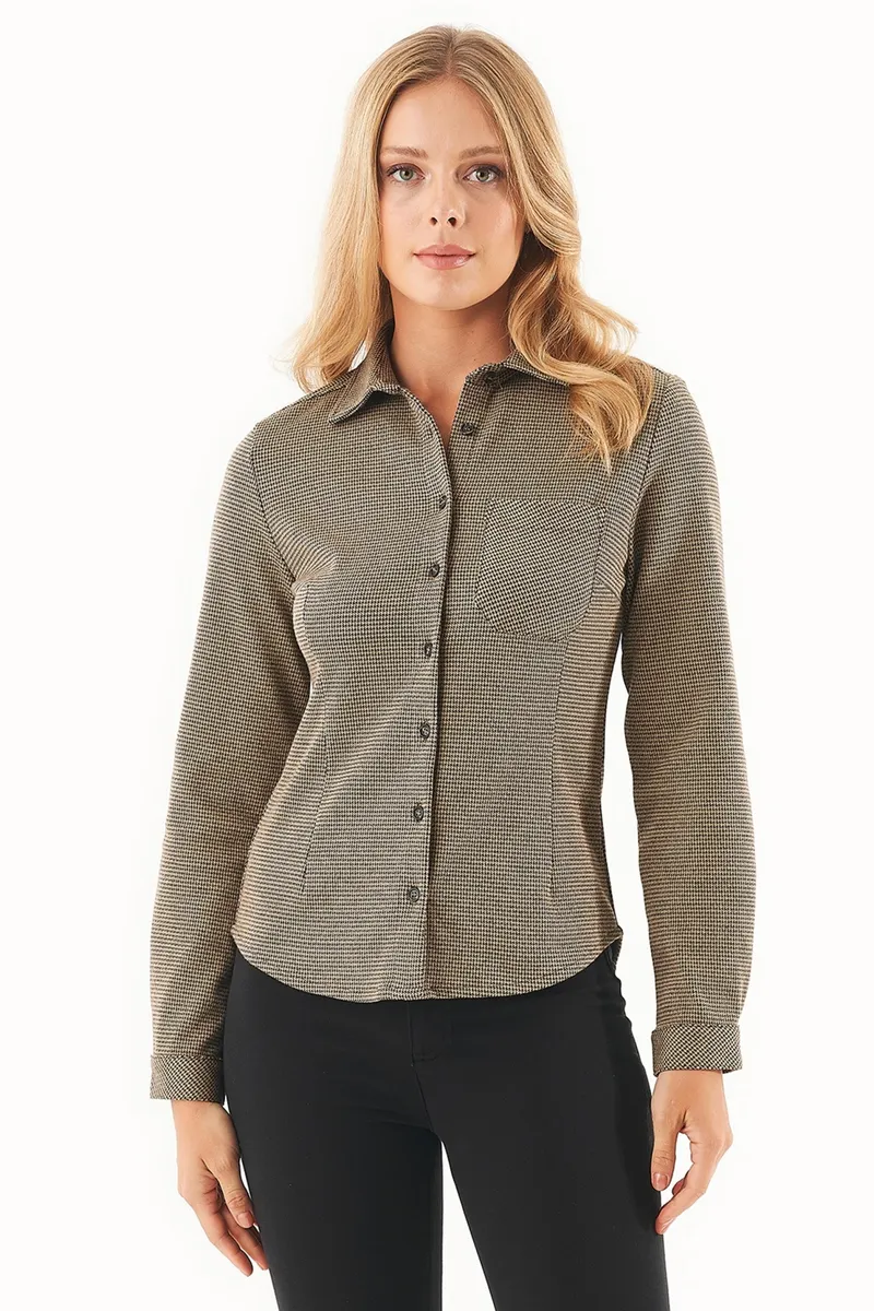 ORGANICATION ORGANICATION Damen vegan Bluse Bio-Baumwolle Schwarz Kamel, Schwarz, – Produktbild 2 von 2