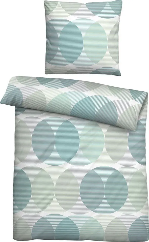 Biberna Biberna Bettwäsche Bettwäsche, Bettwäsche Satin, TENCEL™ Lyocell Kreise, Blau, – Produktbild 2 von 5