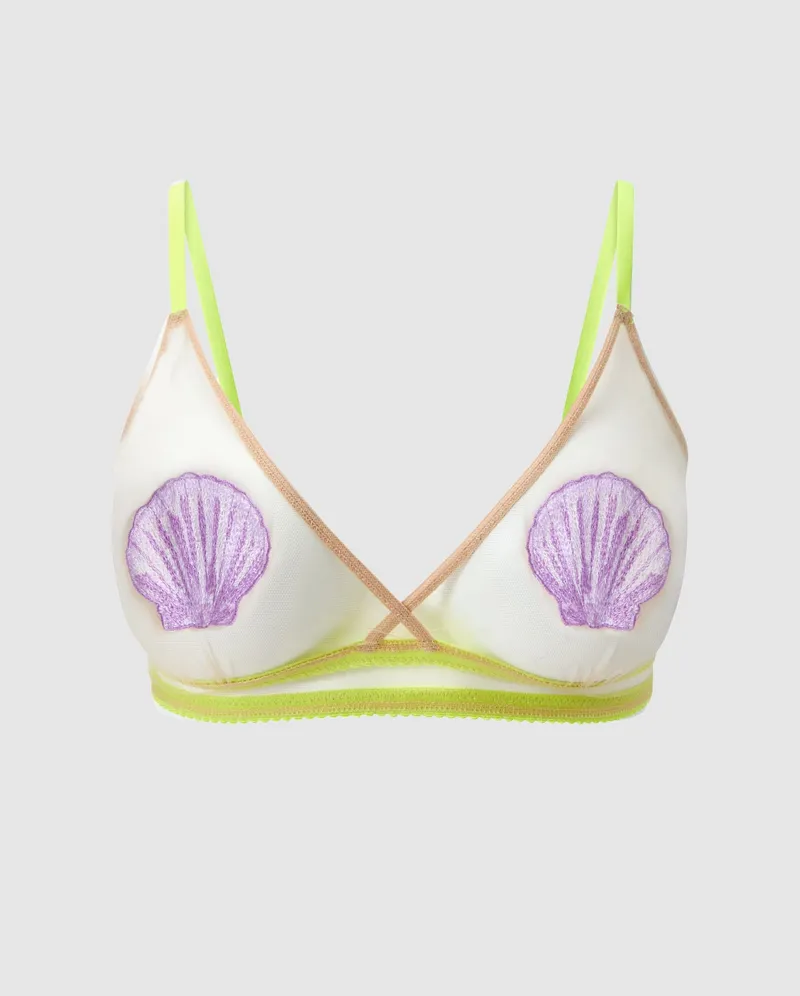 Understatement Understatement Damen vegan Bralette Triangle Mesh - Beige/Lila, Beige, – Produktbild 1 von 2