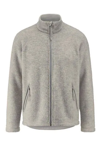 hessnatur hessnatur Wollfleece-Jacke aus reiner Bio-Merinowolle, Hellgrau, – Produktbild 3 von 4