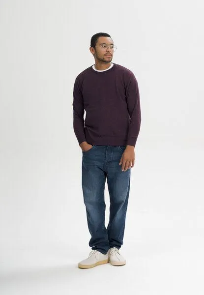 MELA MELA Feinstrick Pullover Style HIMAL aus 100% Bio-Baumwolle, Elderberry melange, – Produktbild 4 von 5
