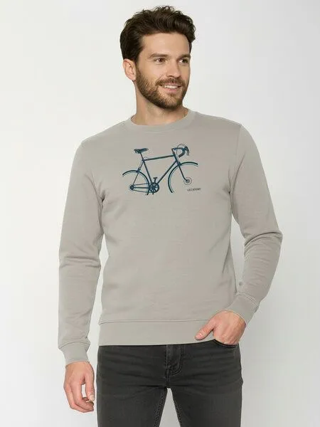 GreenBomb GREENBOMB Bike Crop Wild - Gemütliches Sweatshirt aus Bio-Baumwolle / hochwertiger Print / GOTS / Fair & Vegan, Grau (sandstone), – Produktbild 1 von 4