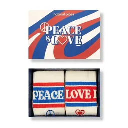 Natural Vibes Natural Vibes 2-Pack Peace and Love Bio GOTS | Geschenkset | Bunte Tennissocken | Herren Damen Socken | – Produktbild 1 von 1