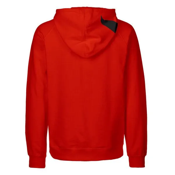 HANDGEDRUCKT HANDGEDRUCKT "Rabenflüsterer" Männer Hoody aus reiner Biobaumwolle (kbA), Rot, – Produktbild 2 von 3