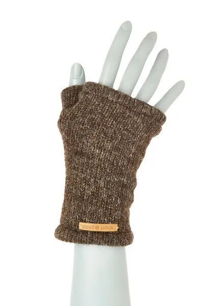 short'n'pietz short'n'pietz Handstulpen aus Schurwolle für Kinder, handgestrickt, Naturbraun, – Produktbild 1 von 1