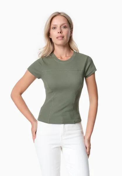 ORGANICATION ORGANICATION TILLDA | Rib T-Shirt aus TENCEL Modal und Bio-Baumwolle, Olive, – Produktbild 1 von 4