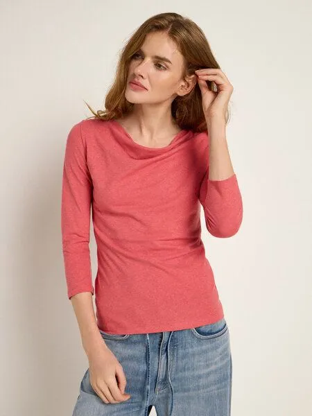 LANIUS LANIUS Wasserfallshirt (OCS) aus Hanf und Bio-Baumwolle, Lipstick, – Produktbild 2 von 4