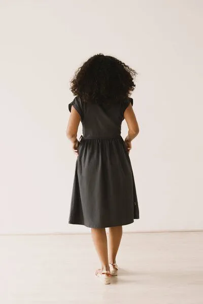 TIRALAHILACHA TIRALAHILACHA Hira Tencel wrap midi dress, Schwarz, – Produktbild 2 von 4