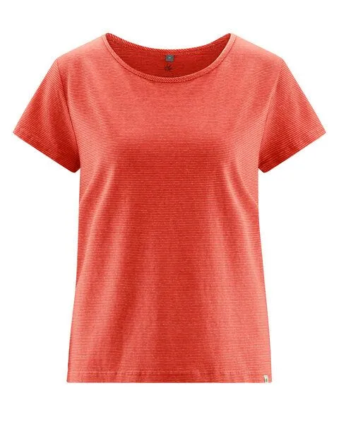 HempAge HempAge sommerliches Ringel-T-Shirt aus 55% Hanf, 45% Biobaumwolle, Magna (rot), – Produktbild 4 von 4