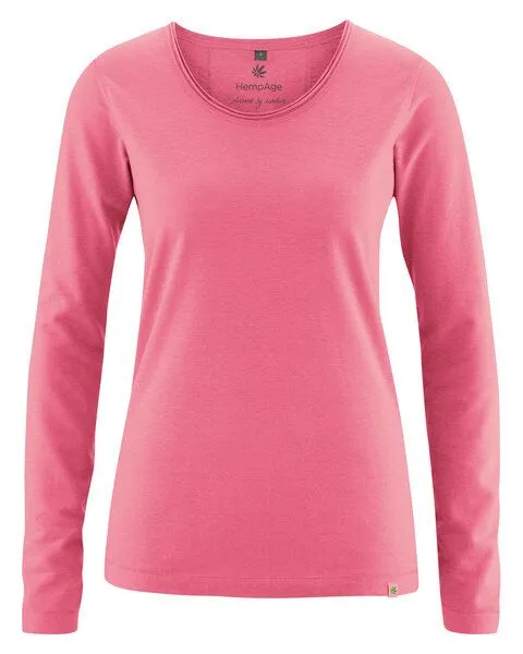 HempAge HempAge Damen Langarm-Shirt Lene Hanf/Bio-Baumwolle, Hibiscus (rosa), – Produktbild 1 von 3