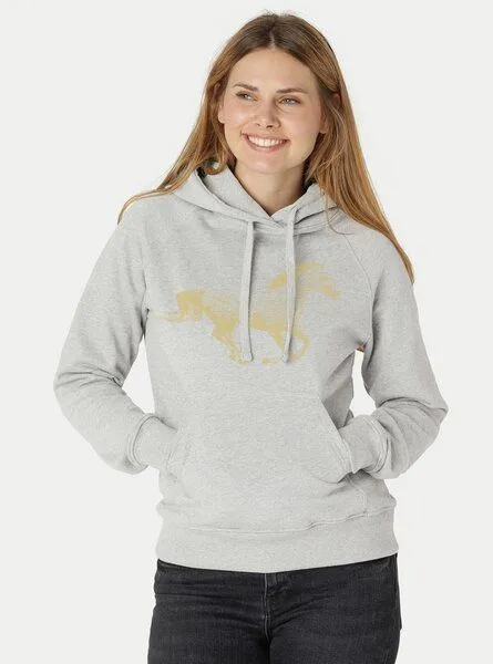 Peaces.bio - handbedruckte Biomode Peaces.bio - handbedruckte Biomode Bio-Damen-Kapuzensweater Horsepower, Silbergrau, – Produktbild 2 von 2