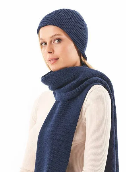 ORGANICATION ORGANICATION Unisex Strickschal aus Bio-Baumwolle, Navy, – Produktbild 2 von 4