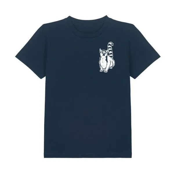 Spangeltangel Spangeltangel Kinder-T-Shirt "Lemuren", Biobaumwolle, Affe, Kurzarm, Navy, – Produktbild 1 von 4