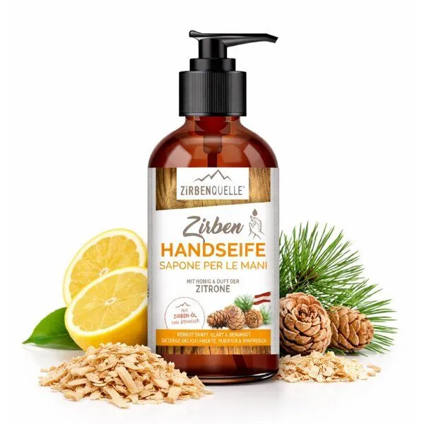 4betterdays 4betterdays Zirben Handseife 250 ml Pumpflasche mit Honig und Duft der Zitrone – Produktbild 4 von 4