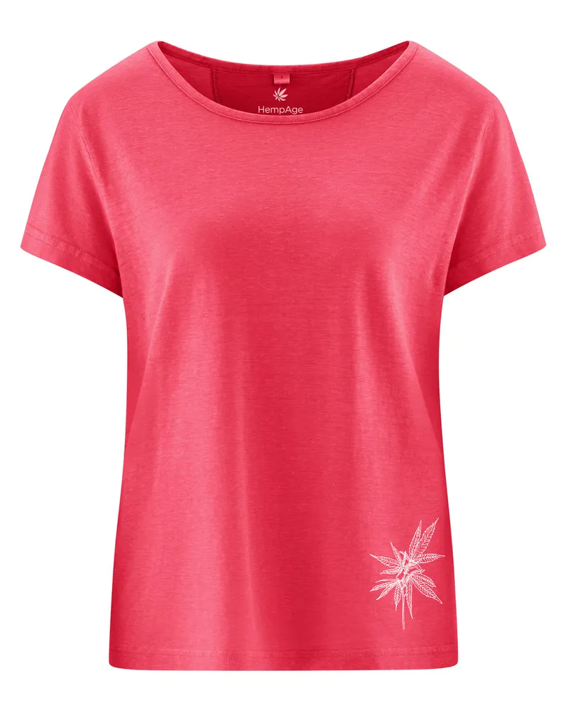 HempAge Hempage Damen vegan T-Shirt Aus Hanf Mit Magnolien Print Rosa, Rosa, – Produktbild 2 von 2