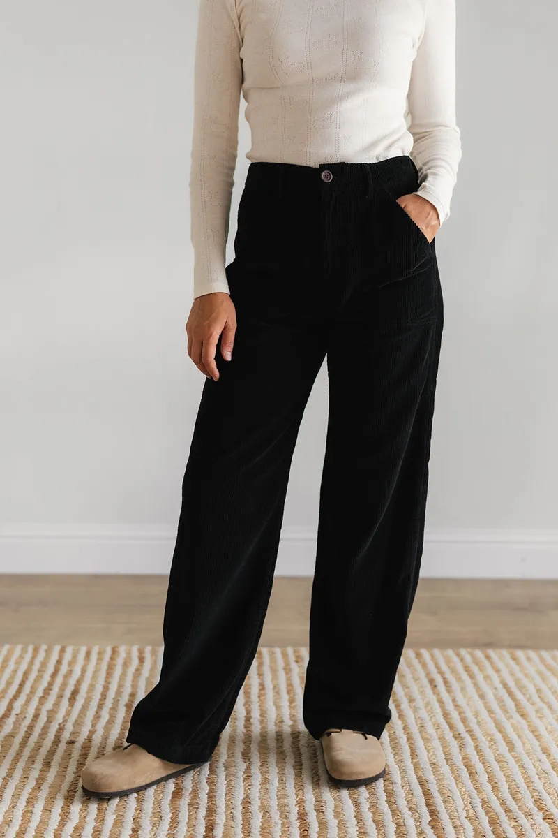 TWOTHIRDS TWOTHIRDS Damen vegan Cordhose Banna Schwarz, Schwarz, – Produktbild 1 von 2