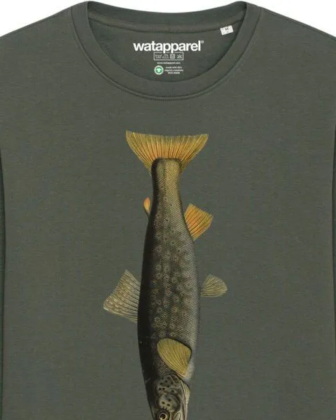 watapparel watapparel Sweatshirt Unisex Forelle, Khaki, – Produktbild 3 von 3