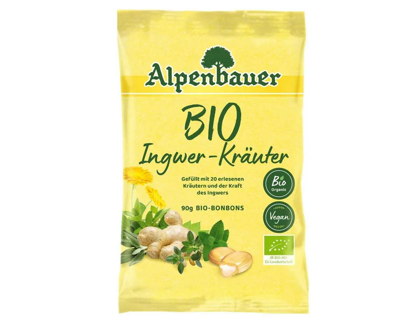 Alpenbauer Alpenbauer Süßigkeit, Alpenbauer Bio Ingwer Kräuter Bonbons mit flüssigem Kern 90g 3er Pack – Produktbild 2 von 3