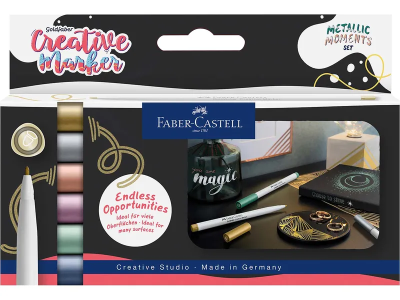 Faber-Castell Faber-Castell Permanent-Marker "Metallics", 6er-Set - neues Design – Produktbild 1 von 1