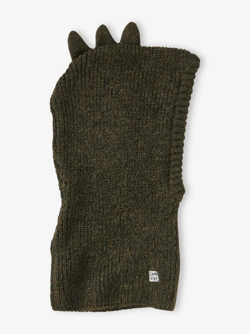 Vertbaudet Jungen Schalmütze mit Dino-Kamm, Khaki, – Produktbild 3 von 4