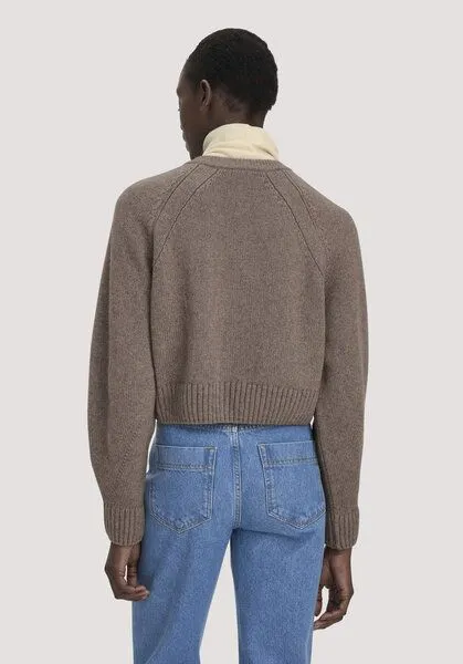 hessnatur hessnatur Strick Jacke Relaxed Cropped aus Bio-Merinowolle mit Bio-Baumwolle, Camel, – Produktbild 3 von 5
