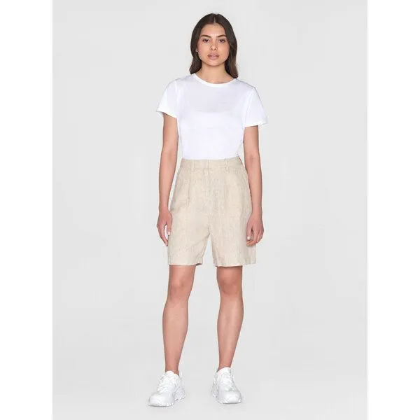 KnowledgeCotton Apparel KnowledgeCotton Apparel High-Waist Shorts POSEY aus Bio-Leinen, Natur (light feather gray), – Produktbild 3 von 4