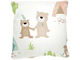 HANS NATUR Kissenbezug 40x40 cm Bio-Baumwolle "Indianerbären" Mit Reißverschluss – Produktbild 1 von 1