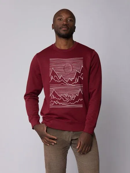 watapparel watapparel Sweatshirt Unisex Mountains, Burgundy, – Produktbild 2 von 4