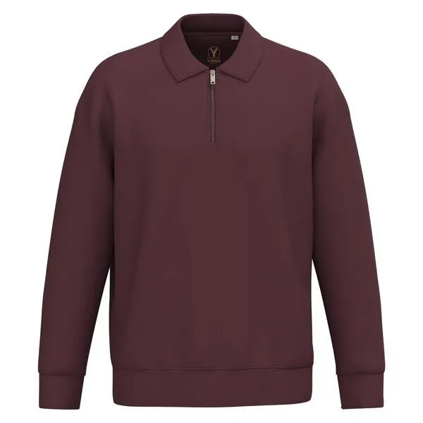 YTWOO YTWOO Unisex-Sweatshirt mit Zipper und Polokragen, Dark cherry, – Produktbild 2 von 3